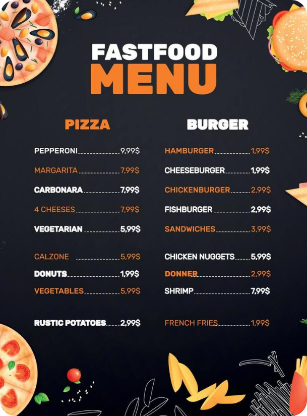 menu